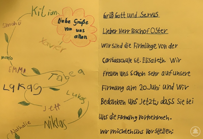 Brief der Firmlinge an den Bischof