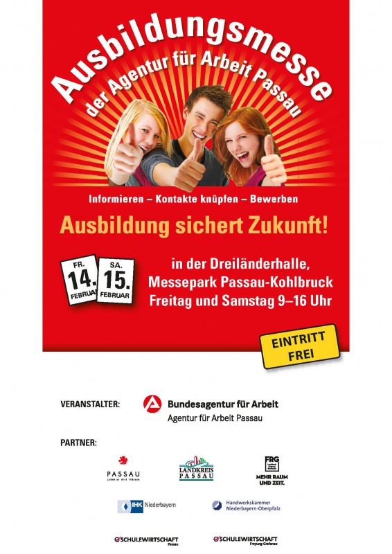 Flyer/Grafik zum Event: 13. Ausbildungsmesse Passau 2020 am Fr., 14.02.2020 - Sa., 15.02.2020 von 09:00 bis 16:00 Uhr