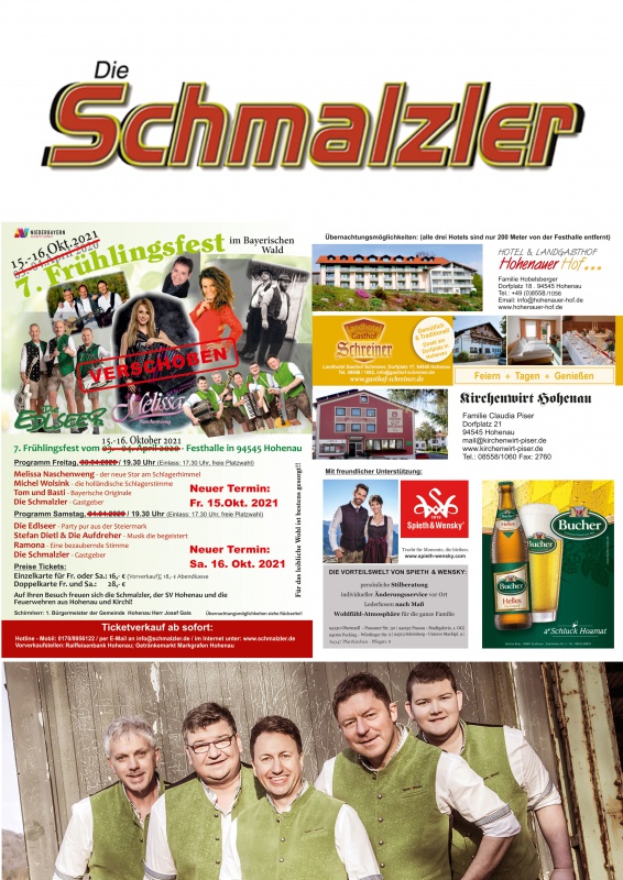 Flyer/Grafik zum Event: Herbstfest im Bayerischen Wald - Die Schmalzler am Fr., 15.10.2021 - Sa., 16.10.2021