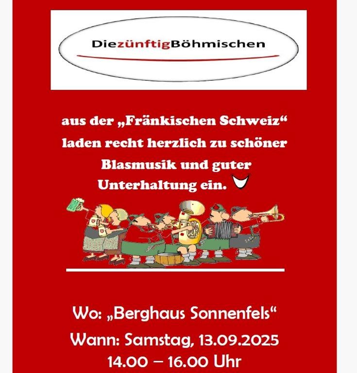 Flyer/Grafik zum Event: Die zünftig Böhmischen am Sa., 13.09.2025 von 14:00 bis 16:00 Uhr