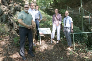 Hinweistafel informiert über Passauer Brombeere