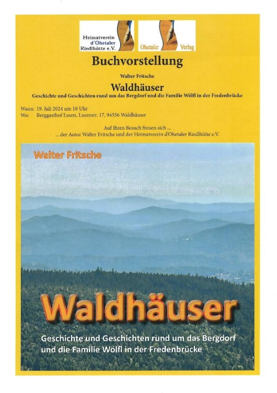 Flyer/Grafik zum Event: Buchvorstellung Walter Fritsche Waldhäuser am Fr., 19.07.2024 von 18:00 bis 20:30 Uhr