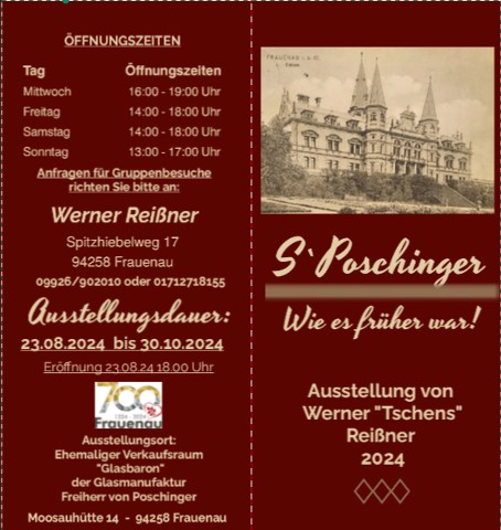 Flyer/Grafik zum Event: Ausstellung Oberfrauenau am Sa., 24.08.2024 - Sa., 28.09.2024