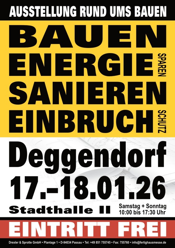 Flyer/Grafik zum Event: 27. Fertighaus & Energie Deggendorf am Sa., 17.01.2026 - So., 18.01.2026 von 10:00 bis 17:30 Uhr