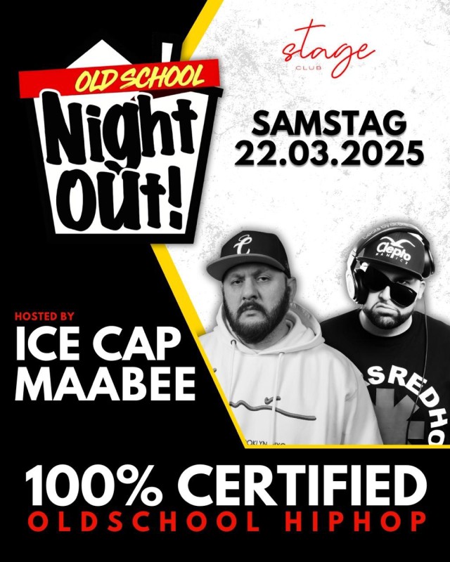 Flyer/Grafik zum Event: ICE CAP & MAABEE 22.03. 100% OLDSCHOOL am Fr., 21.03.2025