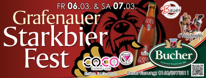 Flyer/Grafik zum Event: Grafenauer Starkbierfest 2026 im COCO am Fr., 06.03.2026 - Sa., 07.03.2026 ab 18:30 Uhr