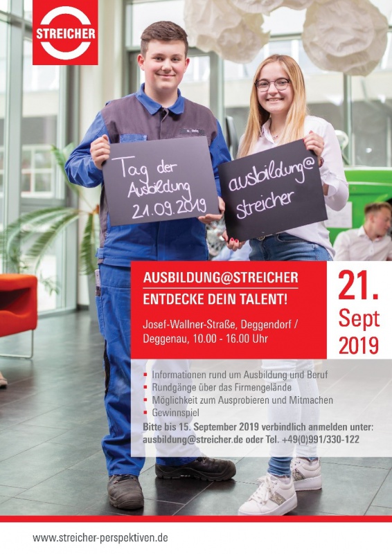 Flyer/Grafik zum Event: AUSBILDUNG@STREICHER – Entdecke Dein Talent! am Sa., 21.09.2019 von 10:00 bis 16:00 Uhr