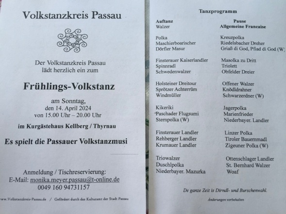 Flyer/Grafik zum Event: Frühlings-Volkstanz des Volkstanzkreises Passau am So., 14.04.2024 ab 15:00 Uhr