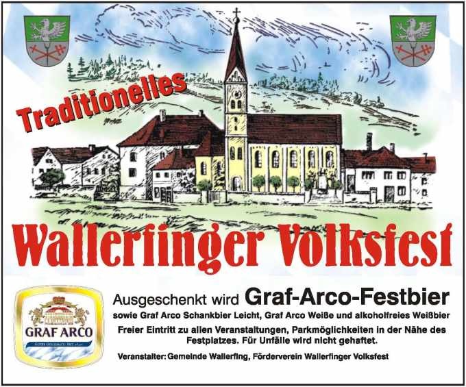 Flyer/Grafik zum Event: Volksfest Wallerfing am Fr., 12.07.2024 - Mo., 15.07.2024