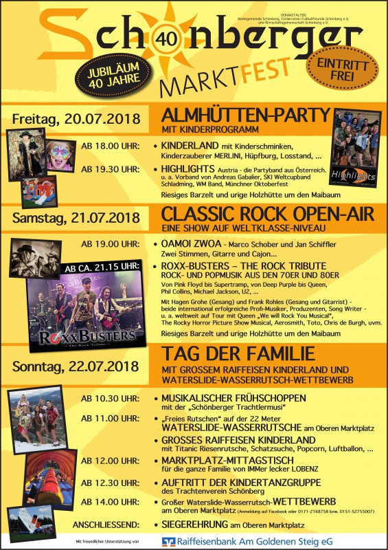 Flyer/Grafik zum Event: Marktfest Schönberg am Fr., 20.07.2018 - So., 22.07.2018