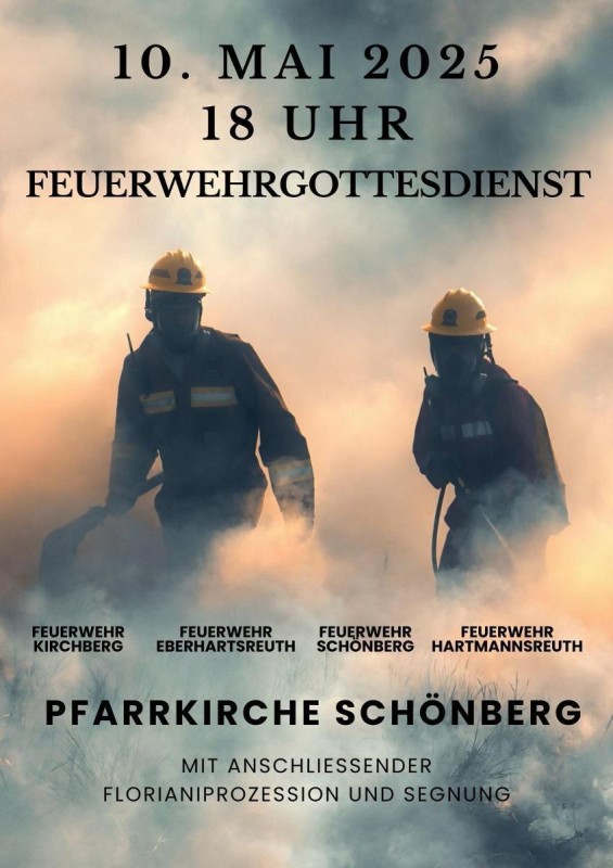 Flyer/Grafik zum Event: Florianiprozession in Schönberg am Sa., 10.05.2025 von 18:00 bis 19:00 Uhr
