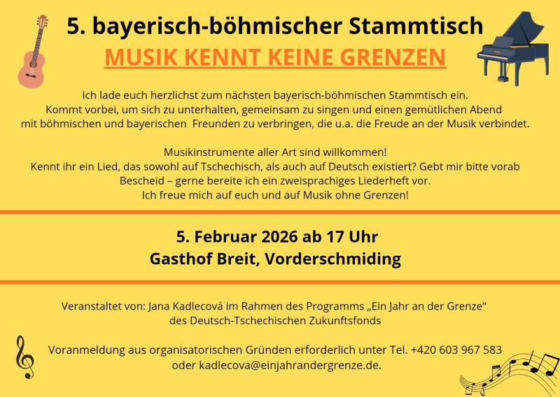 Flyer/Grafik zum Event: 5. bayerisch-böhmischer Stammtisch 2026 am Do., 05.02.2026 ab 17:00 Uhr