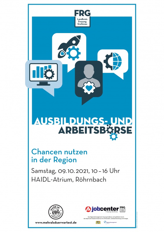 Flyer/Grafik zum Event: Ausbildungs- und Arbeitsbörse 2021 am Sa., 09.10.2021 von 10:00 bis 16:00 Uhr