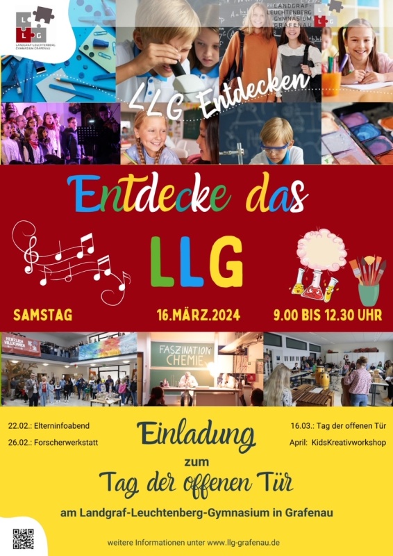 Flyer/Grafik zum Event: Tag der offenen Tür | LLG Grafenau am Sa., 16.03.2024 von 09:00 bis 12:30 Uhr