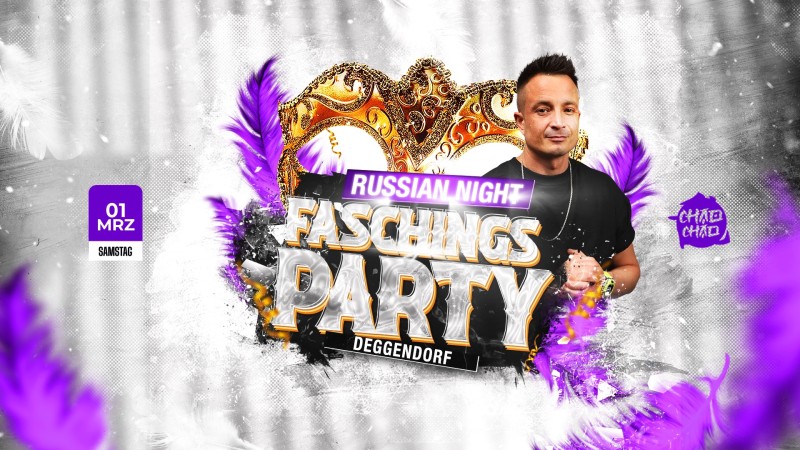 Flyer/Grafik zum Event: Russian Night Deggendorf - FASCHINGSPARTY! am Sa., 01.03.2025 ab 23:00 Uhr