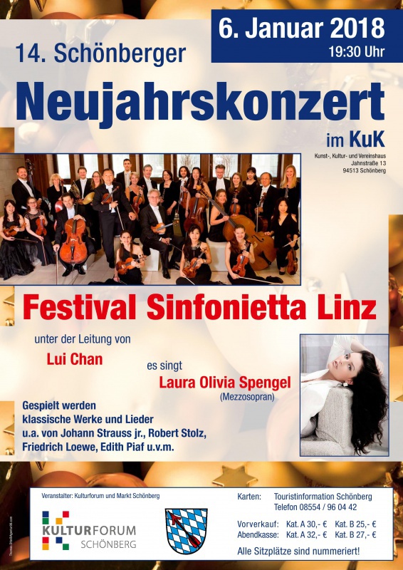 Flyer/Grafik zum Event: 14. Schönberger Neujahrskonzert am Sa., 06.01.2018 ab 19:00 Uhr