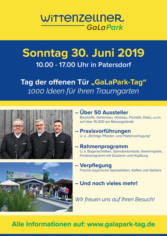 Flyer/Grafik zum Event: GaLaPark-Tag 2019 - Tag der offenen Tür am So., 30.06.2019 von 10:00 bis 17:00 Uhr