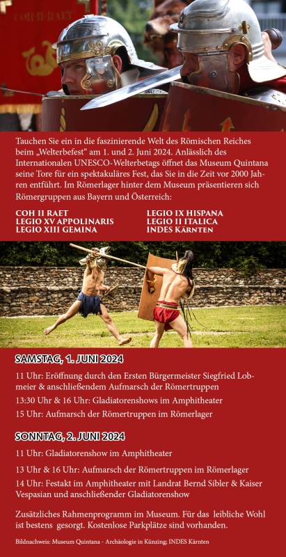 Flyer/Grafik zum Event: Historisches Welterbefest Donaulimes in Künzing am Sa., 01.06.2024 - So., 02.06.2024