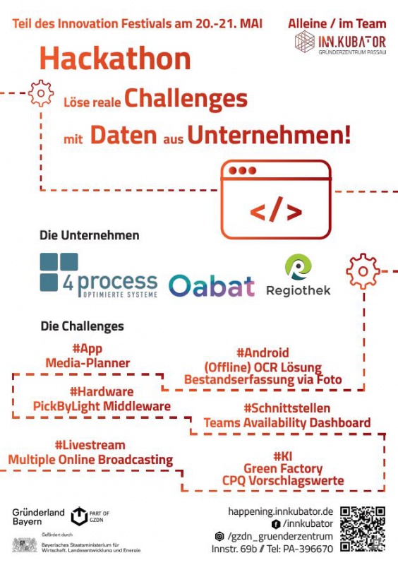 Hackathon Löse reale Challenges mit Daten aus Unternehmen am 20. und 21. Mai.