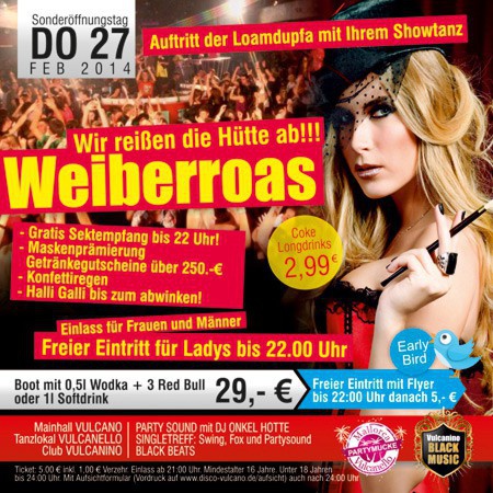 Flyer/Grafik zum Event: Weiberroas am Do., 27.02.2014 von 21:00 bis 04:00 Uhr