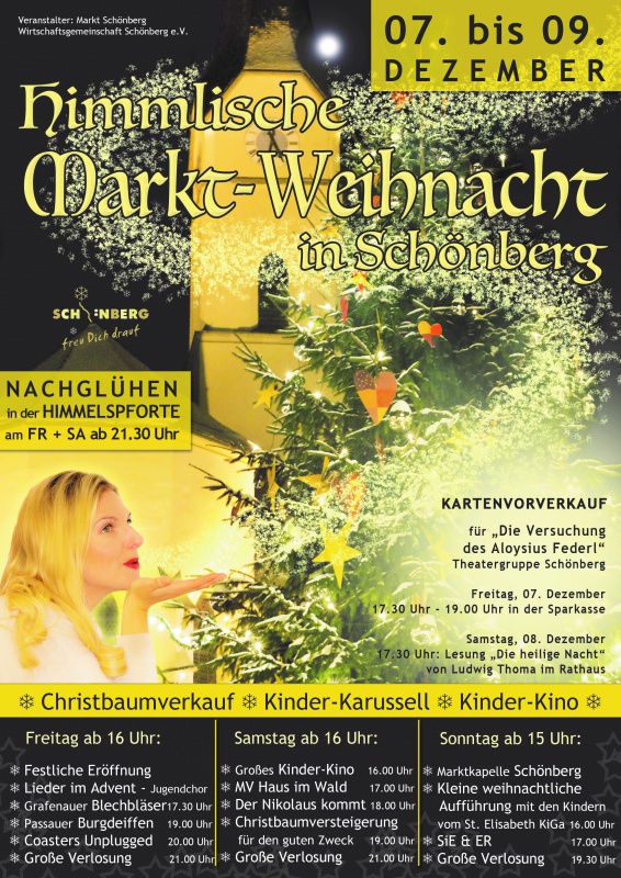 Flyer/Grafik zum Event: Himmlische Markt-Weihnacht in Schönberg am Fr., 07.12.2018 - So., 09.12.2018