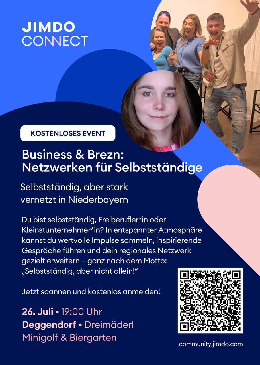 Flyer/Grafik zum Event: Business & Brezn: Netzwerken für Selbstständige in Deggendorf am Sa., 26.07.2025 von 19:00 bis 21:00 Uhr