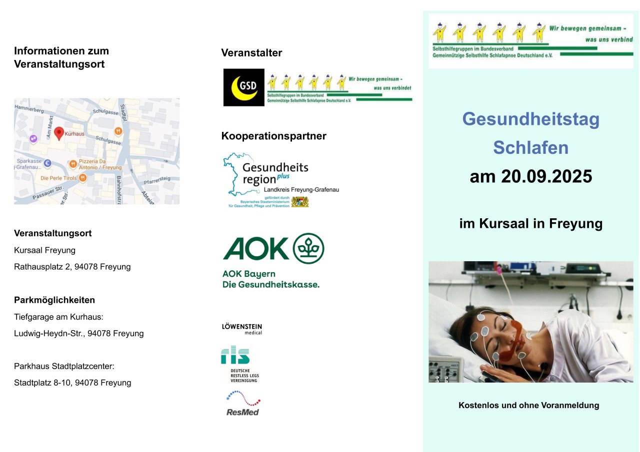 Flyer/Grafik zum Event: Gesundheitstag des Schlafens am Sa., 20.09.2025 von 10:00 bis 16:00 Uhr