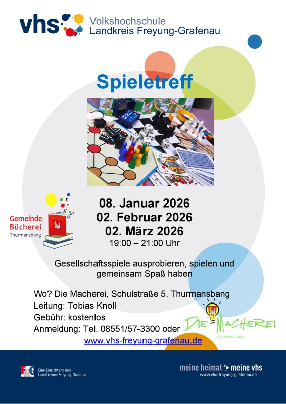 Flyer/Grafik zum Event: Spieletreff am Do., 08.01.2026 - Mo., 02.03.2026