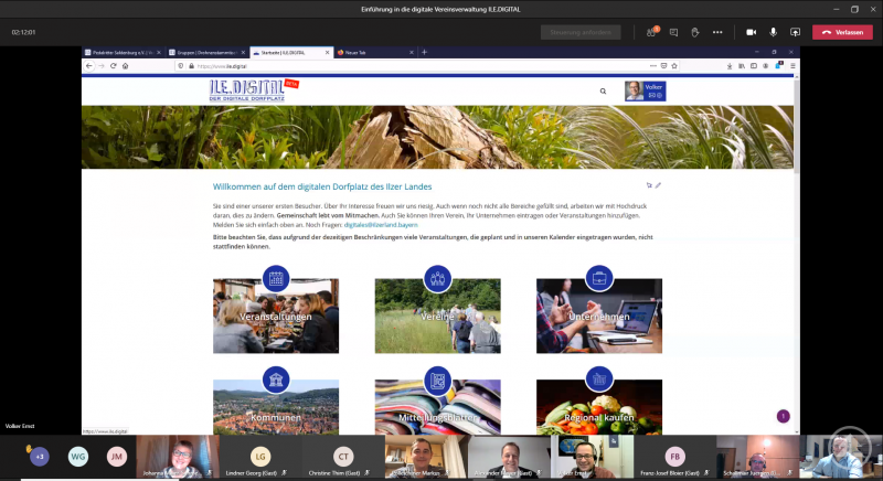 Die erste digitale Infoveranstaltung zu ILE.DIGITAL und ILE.VEREIN hat problemlos funktioniert. Mit dabei waren auch Alexander Mayer, Bürgermeister der Stadt Grafenau, und Stefan Behringer, Geschäftsführer der Firma BWmedien GmbH.