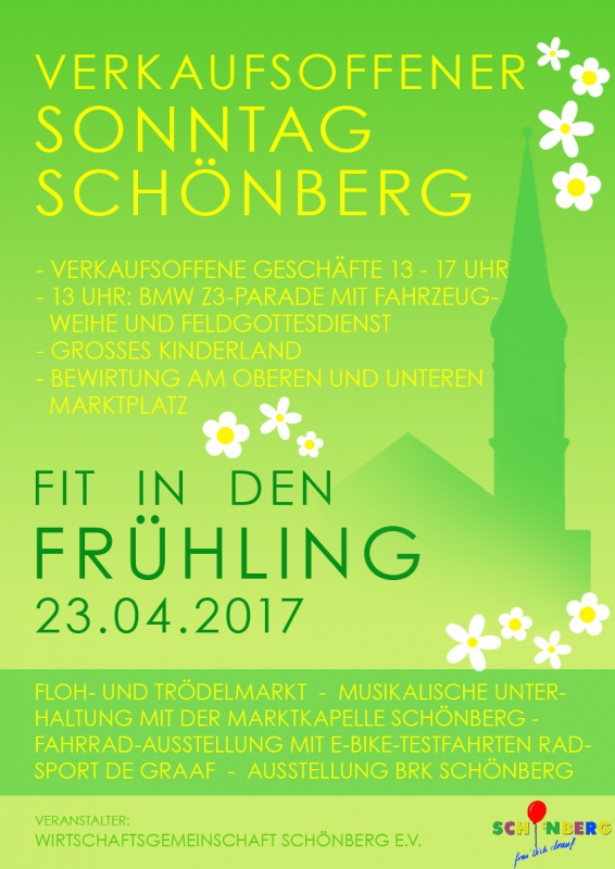 Flyer/Grafik zum Event: Verkaufsoffener Sonntag in Schönberg am So., 23.04.2017