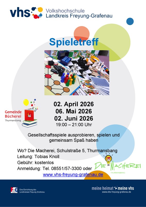 Flyer/Grafik zum Event: Spieletreff am Do., 02.04.2026 - Di., 02.06.2026