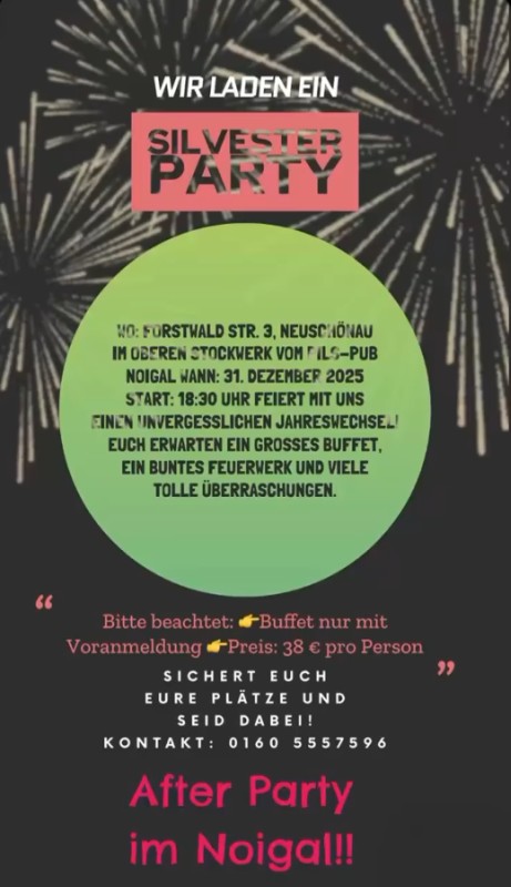 Flyer/Grafik zum Event: Silvester- Party in Neuschönau am Mi., 31.12.2025 ab 18:30 Uhr