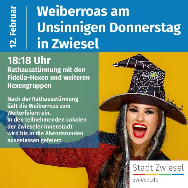 Flyer/Grafik zum Event: Weiberroas am Unsinnigen Donnerstag am Do., 12.02.2026 ab 18:18 Uhr