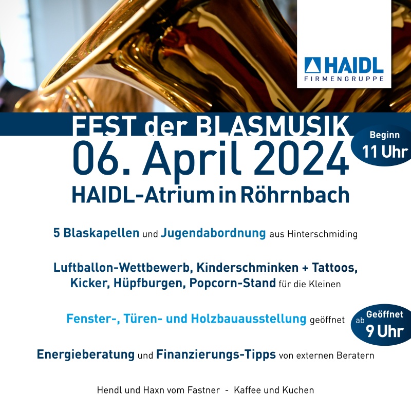 Flyer/Grafik zum Event: Fest der Blasmusik am Sa., 06.04.2024 ab 11:00 Uhr