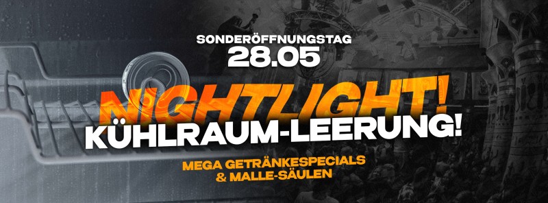 Flyer/Grafik zum Event: Kühlraum-Leerung im Nightlight - Feiertagsspecial am Mi., 28.05.2025 von 21:00 bis 04:00 Uhr