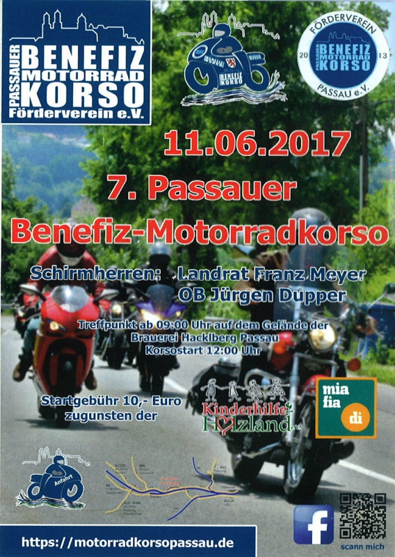 Flyer/Grafik zum Event: 7. Passauer Benefiz Motorradkorso am So., 11.06.2017