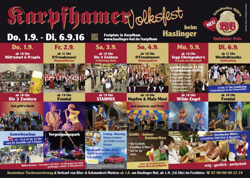 Flyer/Grafik zum Event: Karpfhamer Volksfest am Do., 01.09.2016 - Di., 06.09.2016
