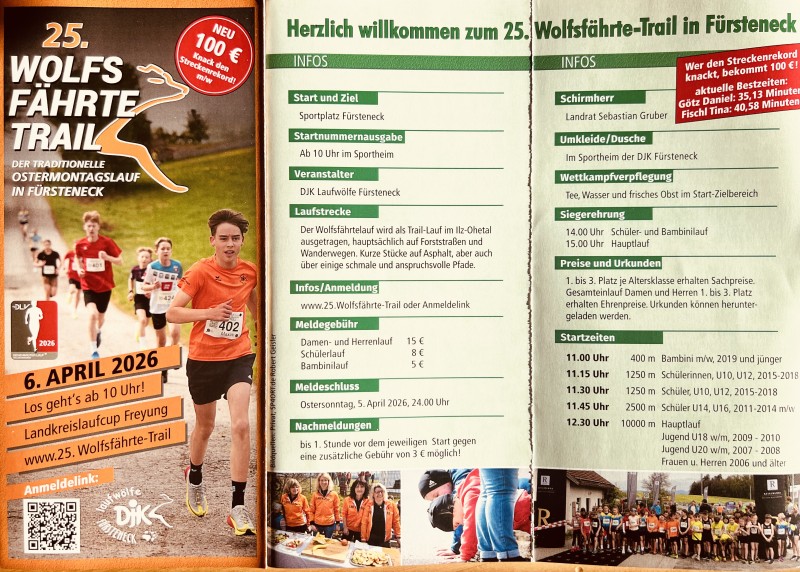 Flyer/Grafik zum Event: 25. Wolfsfährtelauf am Mo., 06.04.2026 von 10:00 bis 16:00 Uhr