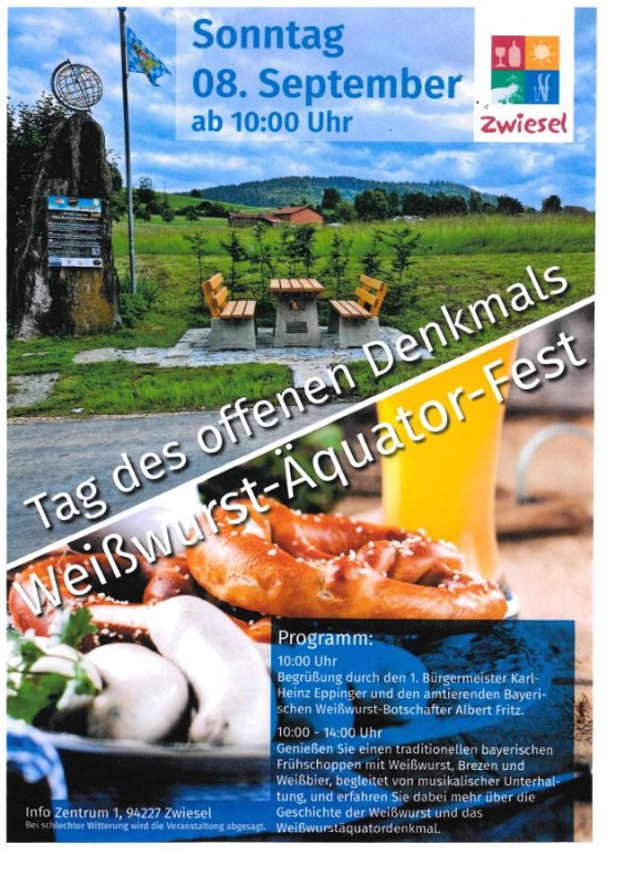 Flyer/Grafik zum Event: Weißwurst-Äquator-Fest am So., 24.08.2025 von 10:00 bis 14:00 Uhr