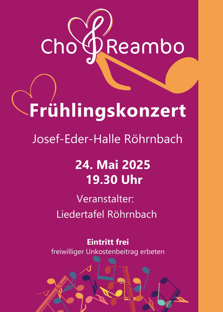 Flyer/Grafik zum Event: Frühlingskonzert Röhrnbach 2025 am Sa., 24.05.2025 ab 19:30 Uhr