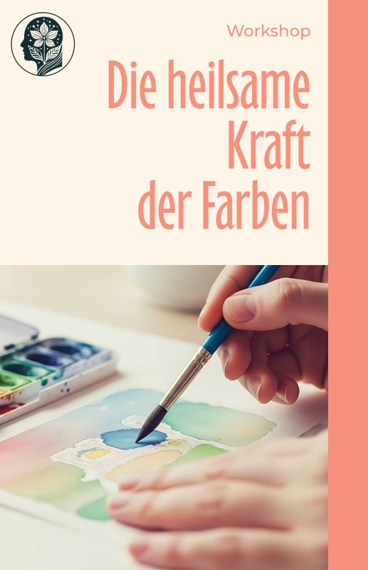 Flyer/Grafik zum Event: Kunsttherapeutischer Workshop – Die heilsame Kraft der Farben (Praxis Kopfblüte) am Sa., 14.11.2026 von 16:00 bis 18:30 Uhr