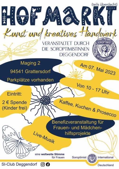 Flyer/Grafik zum Event: Hofmarkt - Kunst und kreatives Handwerk am So., 07.05.2023 von 10:00 bis 17:00 Uhr