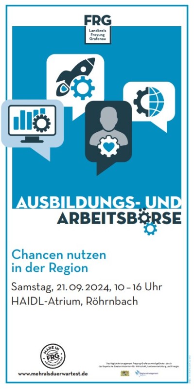 Flyer/Grafik zum Event: Ausbildungs- und Arbeitsbörse FRG 2024 am Sa., 21.09.2024 von 10:00 bis 16:00 Uhr