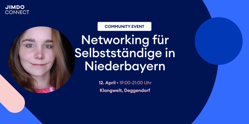 Flyer/Grafik zum Event: Networking-Event für Selbstständige in Niederbayern (hosted by JIMDOConnect) am Sa., 12.04.2025 von 19:00 bis 21:00 Uhr
