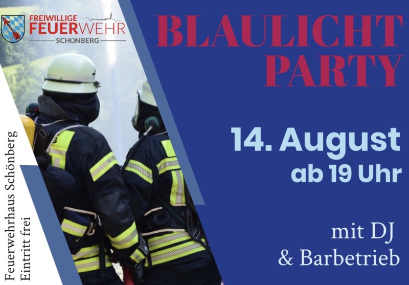 Flyer/Grafik zum Event: Blaulichtparty am Do., 14.08.2025 von 19:00 bis 01:30 Uhr