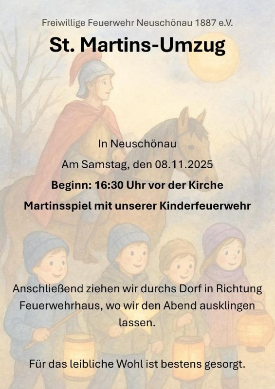 Flyer/Grafik zum Event: St. Martins-Umzug am Sa., 08.11.2025 von 16:30 bis 19:00 Uhr