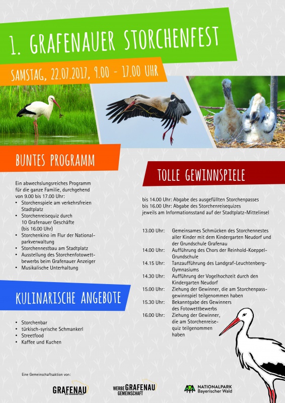 Flyer/Grafik zum Event: 1. Grafenauer Storchenfest am Sa., 22.07.2017 von 09:00 bis 17:00 Uhr