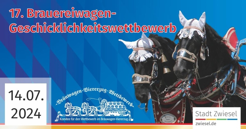 Flyer/Grafik zum Event: Brauereiwagen-Geschicklichkeitswettbewerb am So., 14.07.2024 von 10:00 bis 15:00 Uhr