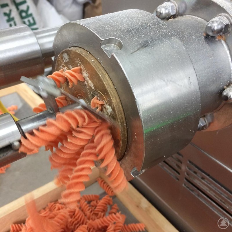 Bunte Bio-Nudeln in handwerklicher Herstellung: Aus rotem Linsenmehl, grünem Erbsenmehl und gelbem Linsenmehl entsteht bei my-nudel eine farbenfrohe Pastasorte – ideal für Nudelsalat oder Gemüsegerichte und besonders beliebt bei Kindern. Herstellung bunter Bio-Nudeln bei my-nudel: Frische Pasta aus rotem Linsenmehl, grünem Erbsenmehl und gelbem Linsenmehl wird in einer Nudelmaschine geformt – vegan, glutenfrei und besonders bei Kindern beliebt.