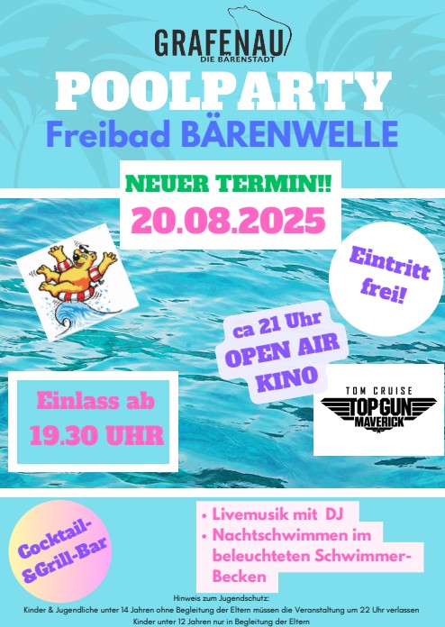Flyer/Grafik zum Event: Kino Open Air Bärenwelle am Mi., 20.08.2025 ab 21:00 Uhr